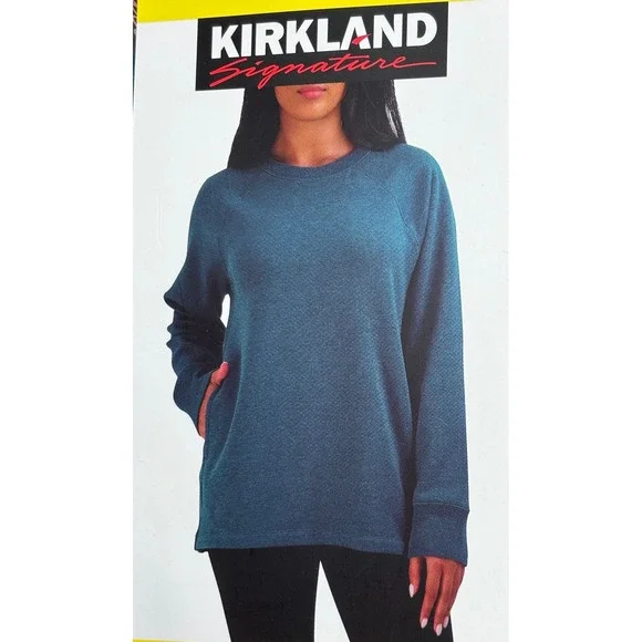 NWT Kirkland Signature Women's Teal Cozy Fleece Sweatshirt Pullover Size Small - Picture 7 of 7